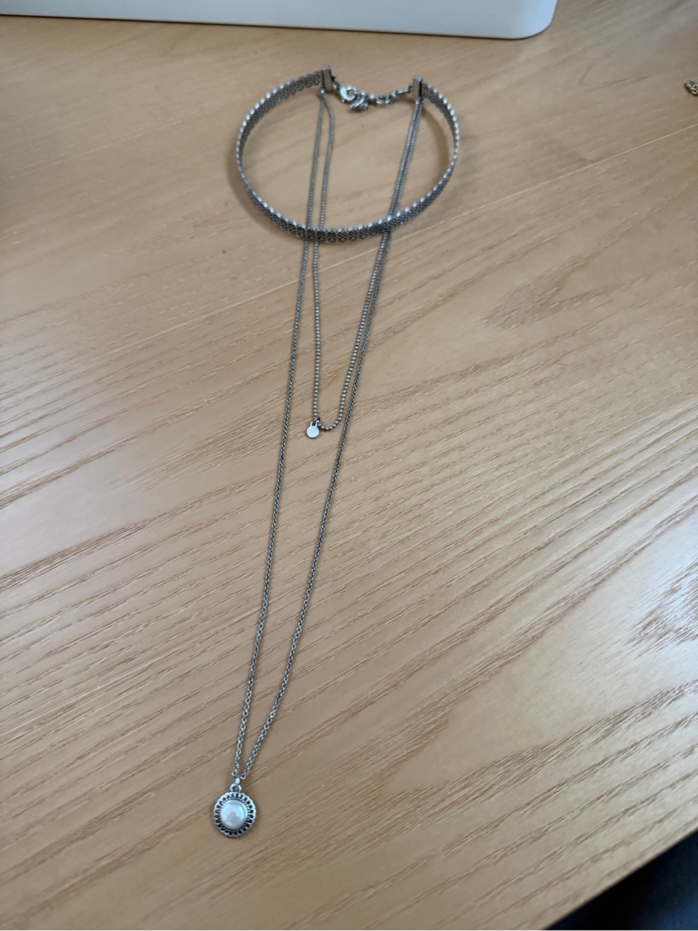 Lucky Brand 3 Tiered Silver Choker Necklace Set